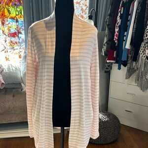 a new day Soft Pink and Cream Striped Cardigan
